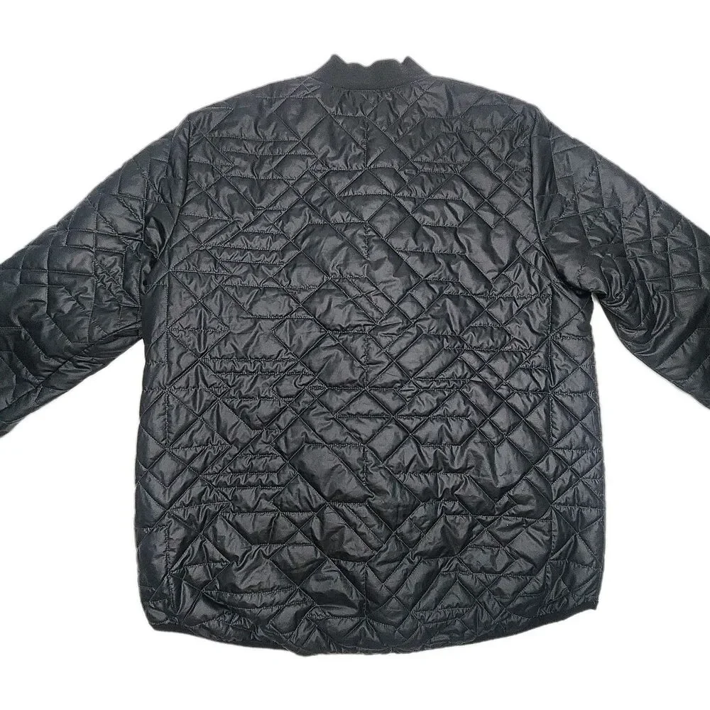 Nike Jacket Primaloft Quilted Black Snap Women Sz Large Lightweight Polyester